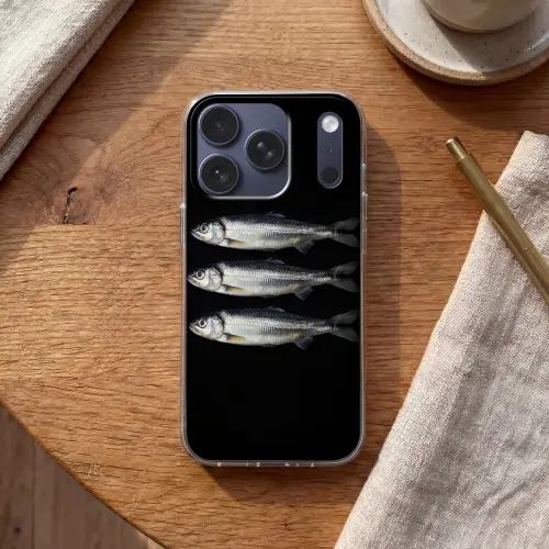 Haring - Vissen - Zwart Telefoonhoesje iPhone 17 Pro klein -sfeer1