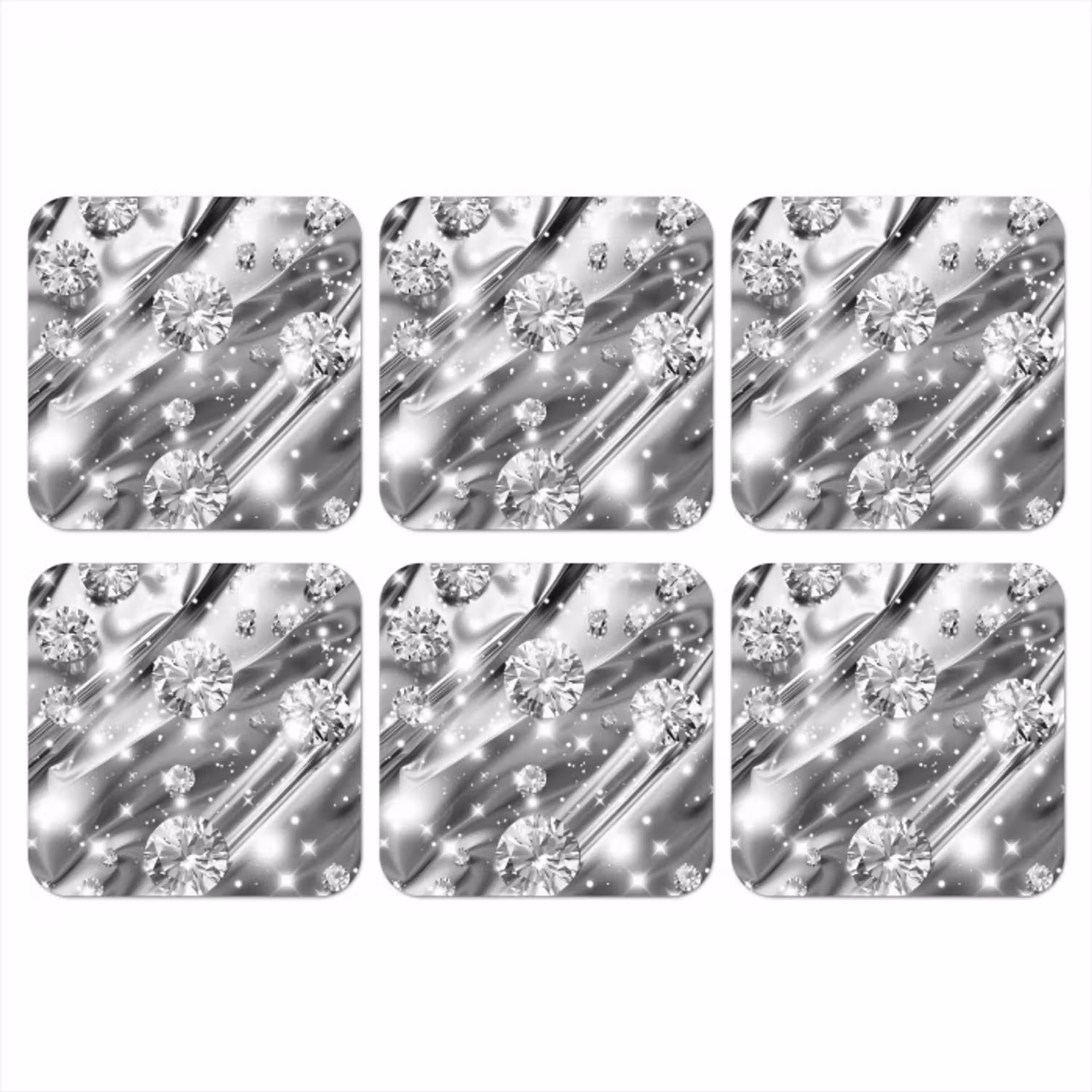 Abstract - Diamant - Luxe - Modern - Zilver onderzetter kurk middel -3d