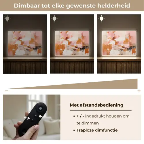 Verf - Roze - Oranje - Abstract - Kunst Light Box met batterij (Wandlamp) middel -USP_dimbaarNL