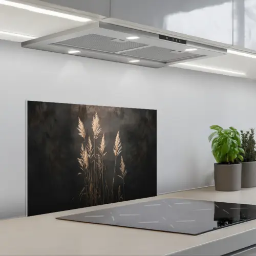 Siergras - Pluimen - Verlichting - Zwart keuken achterwand spatscherm klein -3d_schuin