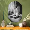 Wijn - Cowboylaarzen - Raamlicht - Wit Wandcirkel Ovaal Glas middel -sfeer2