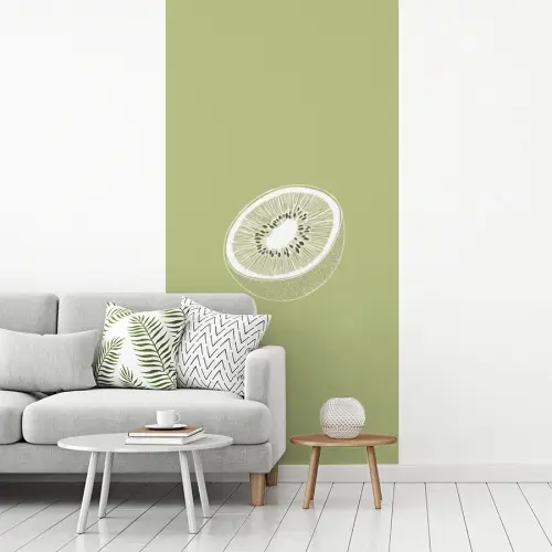 Kiwi - Lijntekening - Minimalistisch - Groen fotobehang vinyl groot -woonkamer