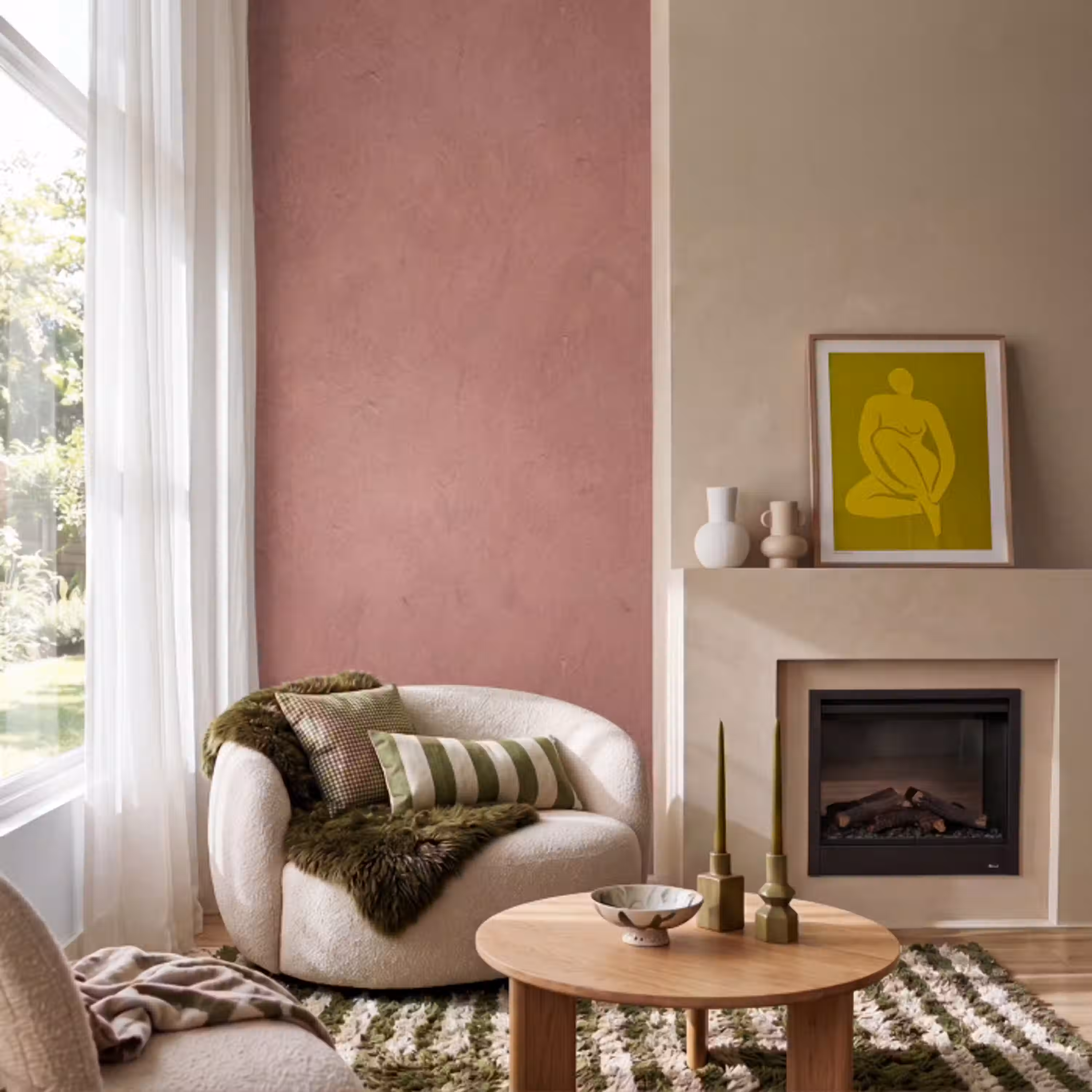 Textuur - Roodbruin - Grof - Modern Behang Vlies klein -sfeer2