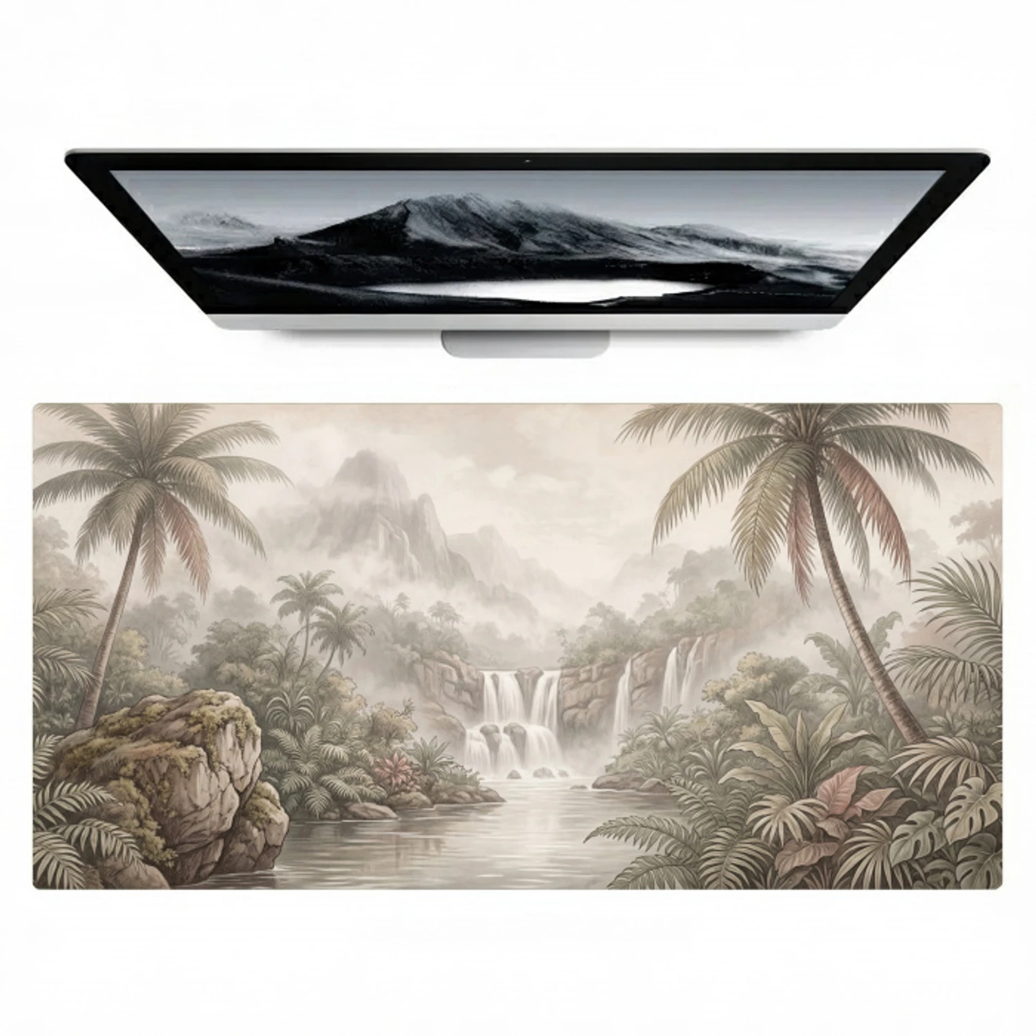 Jungle - Watervallen - Tropisch - Illustratie Muismat XXL klein -zzz3d