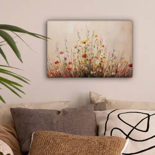 Wilde bloemen - Penseelstreken - Rustgevend canvas 2cm klein -sfeer1