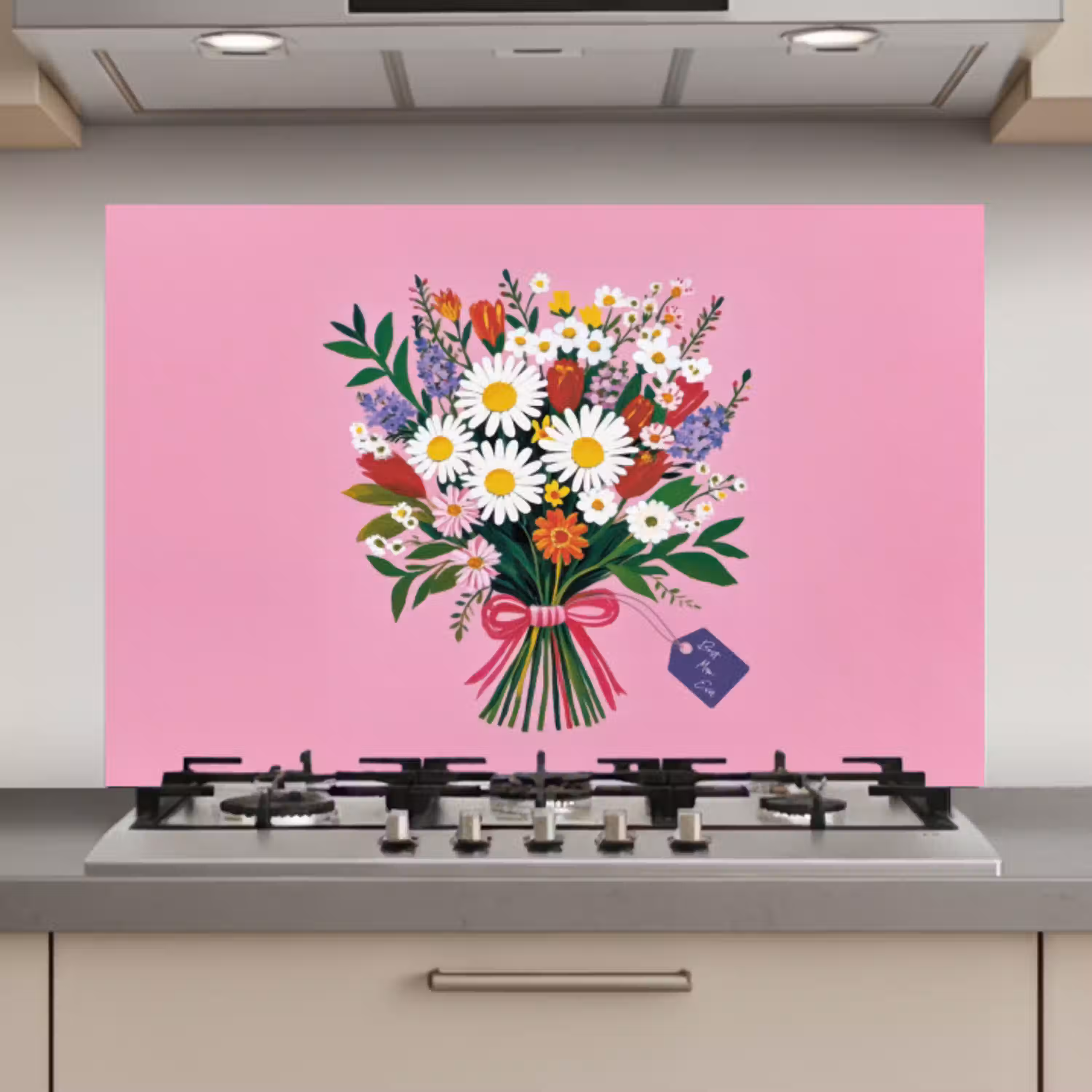 Bloemen - Quote - Kaartje - Kleurrijk keuken achterwand spatscherm klein -3d_website