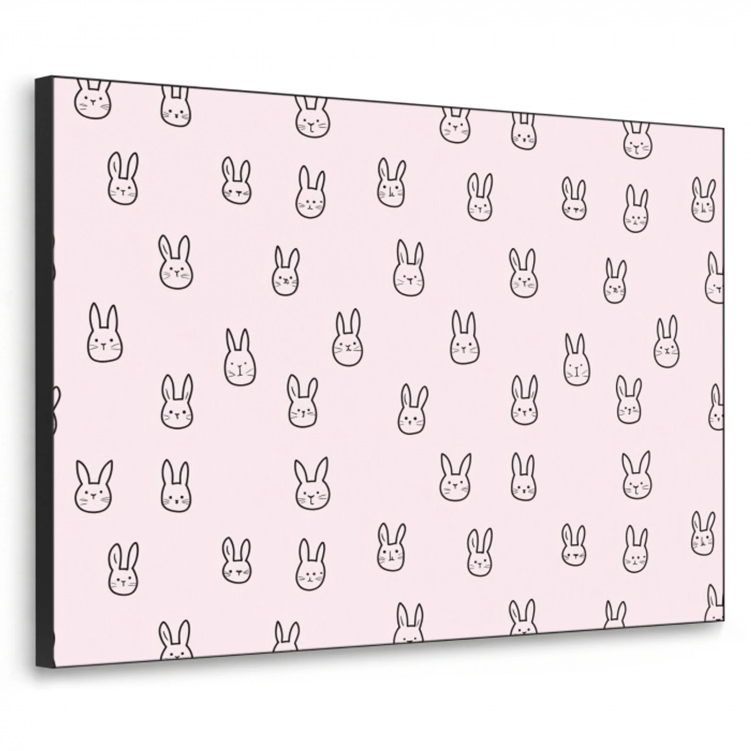 Konijnen - Minimalistisch - Roze Textielframe zwart klein 947 -3d