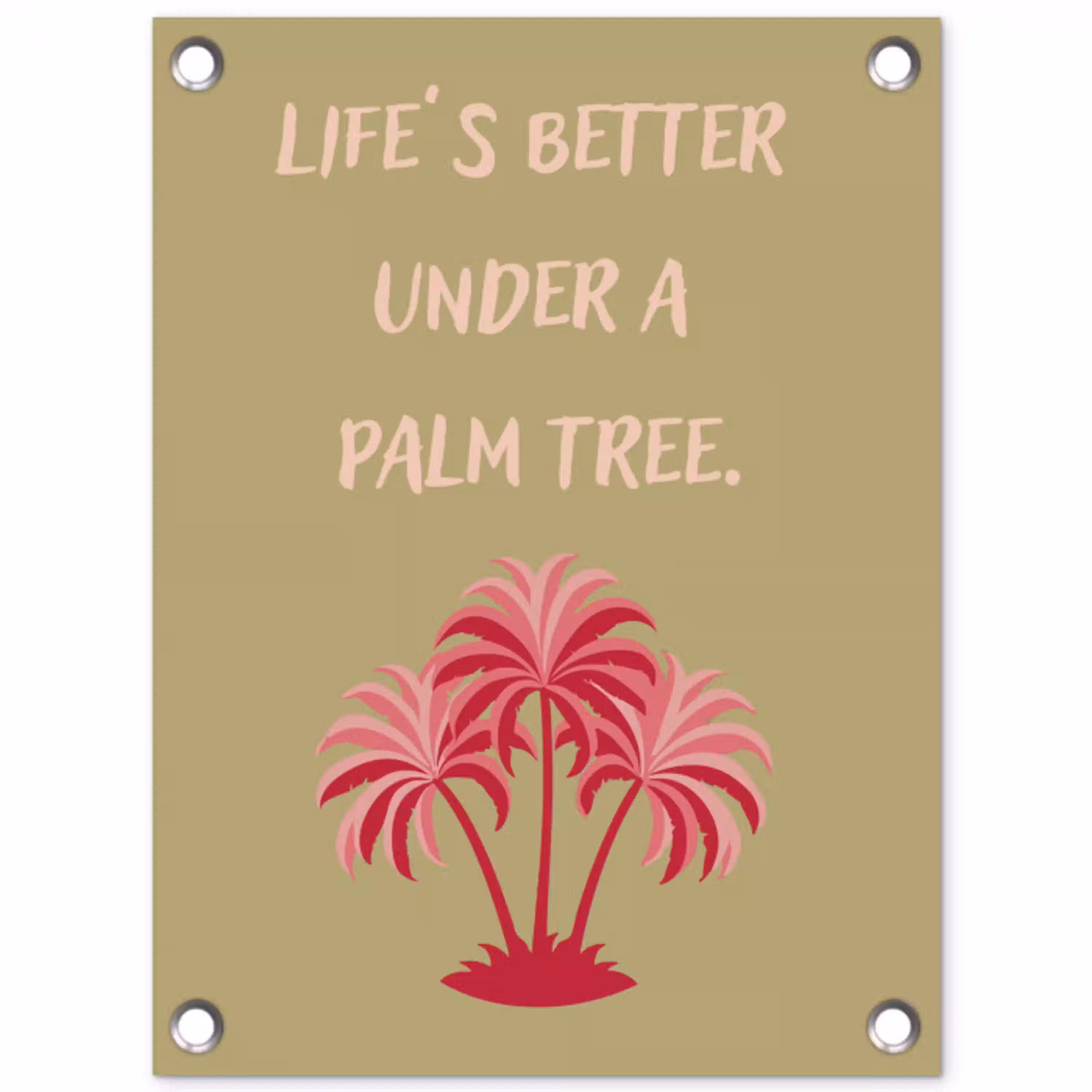Groen - Zomer - Quote - Palmboom tuinposter los doek klein -3d