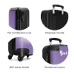 Gele auto met roze vlammen NBS - Handbagage koffer - Kinderen Unisex middel zzzzzzzbolletjes_ENG