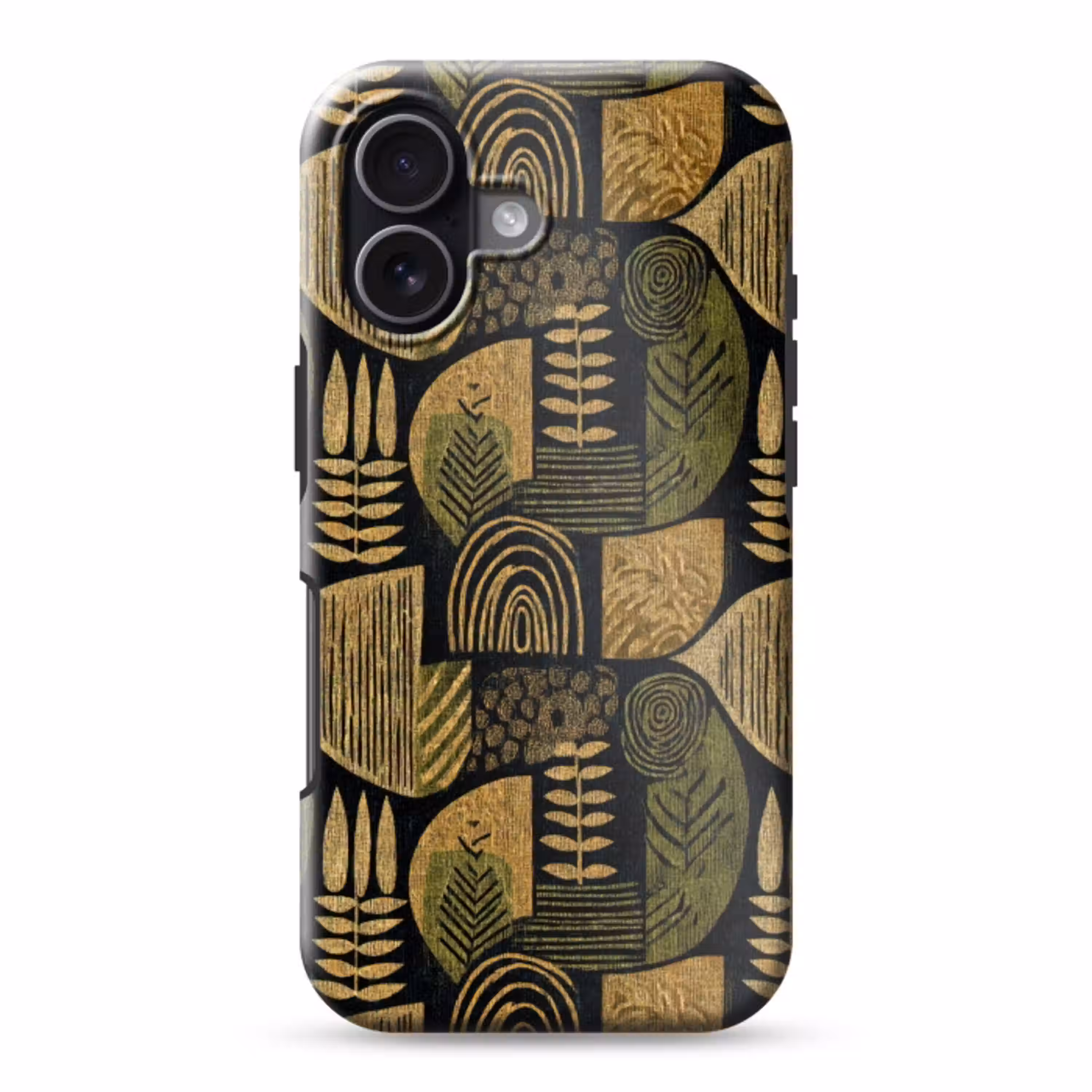 Zwart - Okergeel - Botanisch - Textuur Toughcase MagSafe Apple iPhone 17 klein 1017 -3d