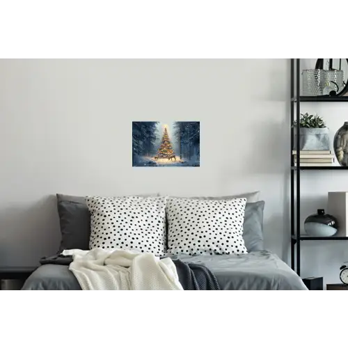 Kerstlicht - Woud - Hert - Donker Muursticker klein -slaapkamer