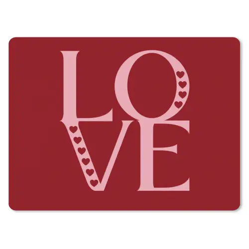 Love - Rood - Hatjes muismat rubber klein -3d