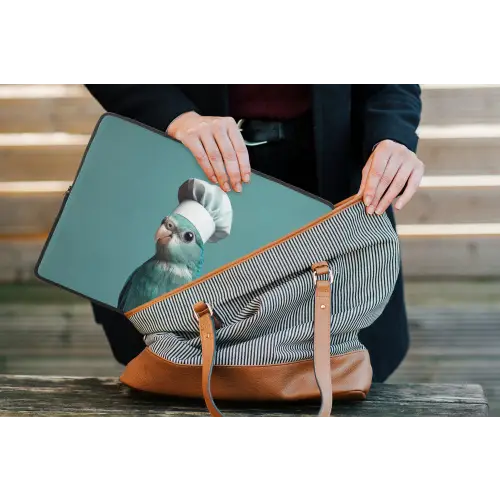 Parkiet - Vogel - Koksmuts - Cute laptophoes neopreen klein -tas