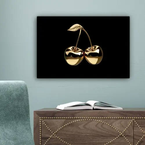 Kersen - Zwart - Goud - Chrome canvas 2cm klein -sfeer4