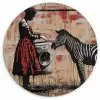 Street art - Zebra - Vrouw - Dieren - Graffiti - Banksy Wandcirkel kunststof plaat 5mm dik klein -3d