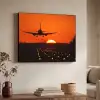 Zonsondergang - Vliegtuig - Oranje - Zon Textielframe zwart klein -sfeer3
