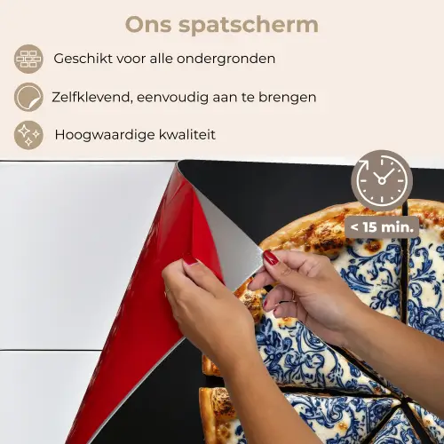 Pizza - Eten - Delftsblauw keuken achterwand spatscherm klein -spatscherm_NL