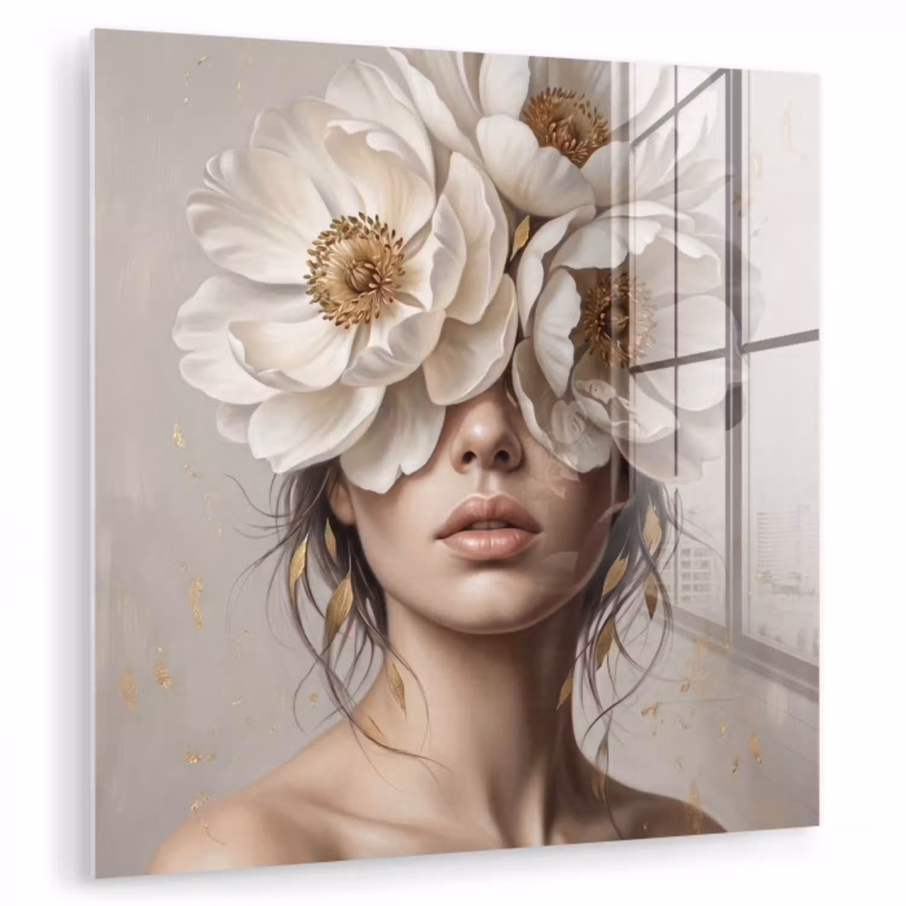 Vrouw - Pioenroos - Wit plexiglas 5mm klein -zzzproduct_nieuw