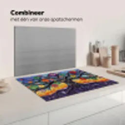 Levensboom - Mozaïek - Bloemen - Kleurrijk - Vrolijk Inductie beschermer vinyl 3mm klein -wsfeer7_website