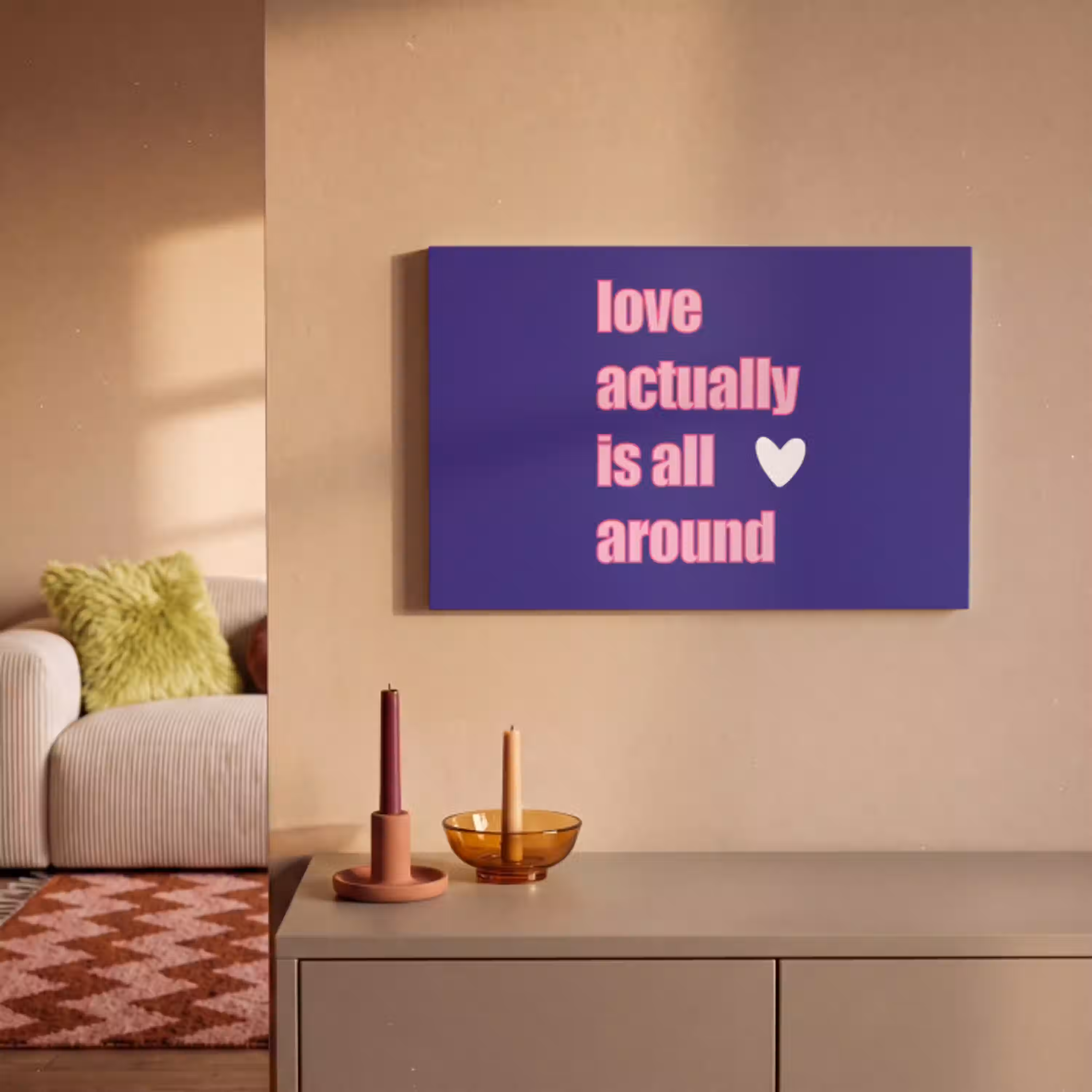 Tekst - Valentijn - Love - Blauw canvas 2cm klein -sfeer1