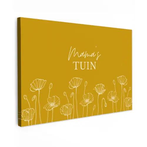 Mama's Tuin op Gele Achtergrond Tuinposter op houten frame 2 cm dik klein -3d