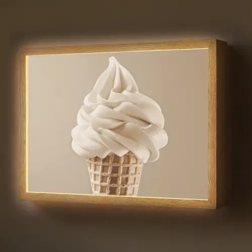 IJs - Softijs - Romig - Hoorntje - Beige Light Box met batterij (Wandlamp) middel -z3d_website