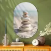 Stenen - Stapel - Zand - Zee Wandcirkel Ovaal Glas middel -sfeer2
