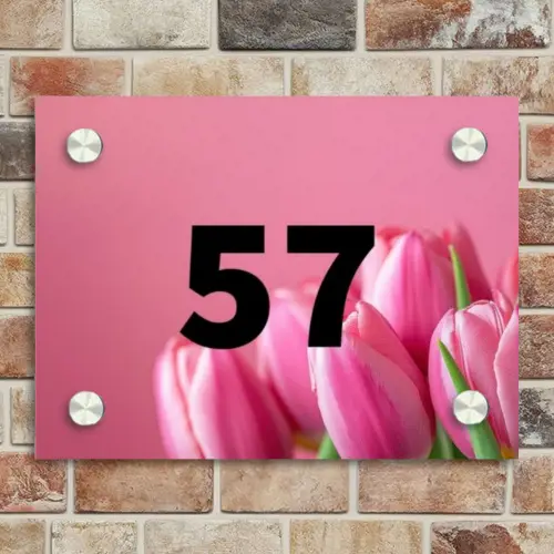 Roze tulpen - Traditioneel Naambord Rechthoek middel -sfeer3