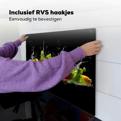 Paprika - Water - Groente - Zwart Inductie beschemer met haakjes middel -ky-ophangen-nl