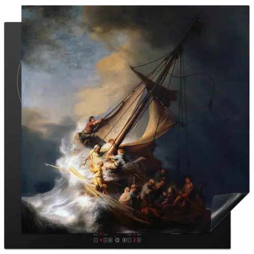 De storm op het meer van Galilea - Rembrandt van Rijn Inductie beschermer vinyl 3mm middel -3d