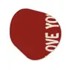 Schuin - Loveyou - Rood Wandcirkel Organisch Aluminium middel -3d