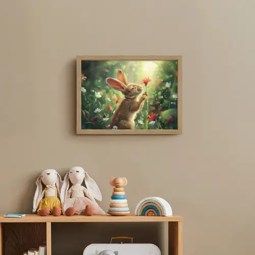 Konijn - Dieren - Bloemen - Natuur Light Box met batterij (Wandlamp kind) middel -sfeer2_kind