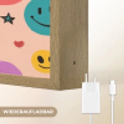 Smileys - Kleurrijk - Hartjes Light Box met batterij (Wandlamp) middel -USP_websiteoplaadbaarDE