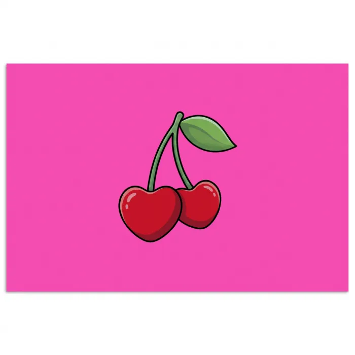 Kers - Roze - Fruit poster papier klein -3d
