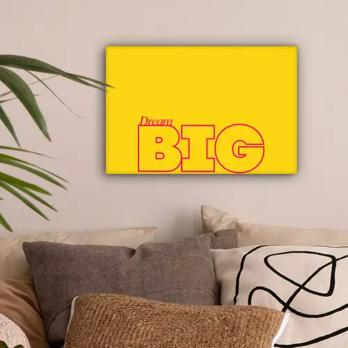 Dream big - Geel - Grafisch canvas 2cm klein -sfeer1