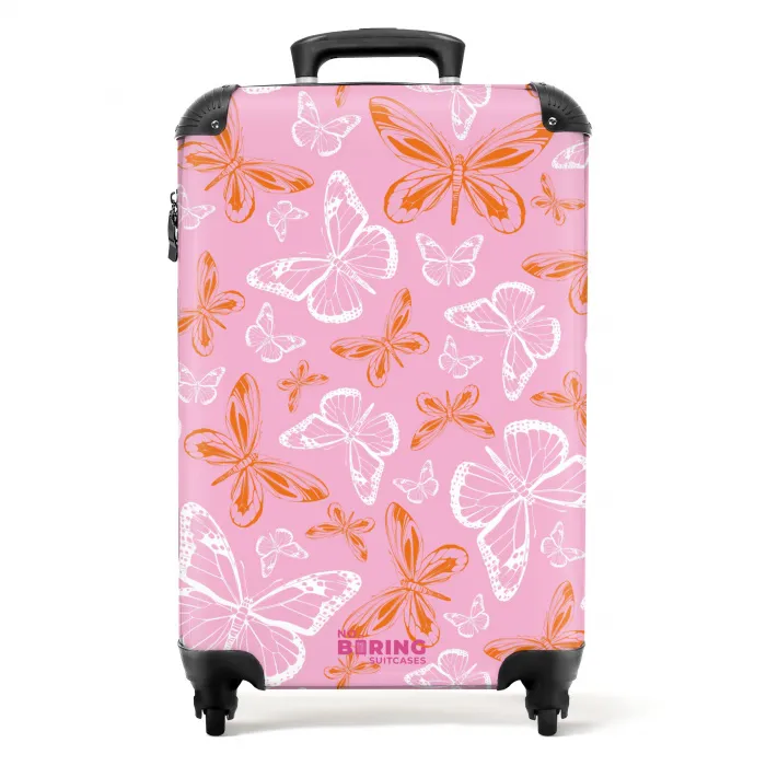 Patroon van gekleurde vlinders NBS - Handbagage koffer - Unisex middel -productfoto_recht