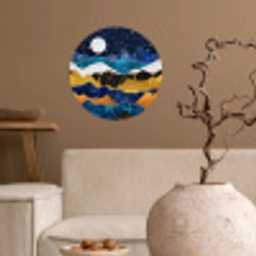 Nacht - Goud - Marmer - Abstract - Landschap - Berg Wandcirkel behangsticker klein -sfeer1