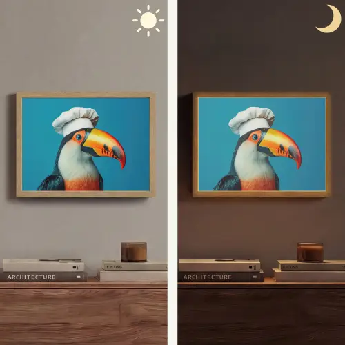 Toekan - Papegaai - Vogel - Koksmuts Light Box met batterij (Wandlamp) middel -sfeer3