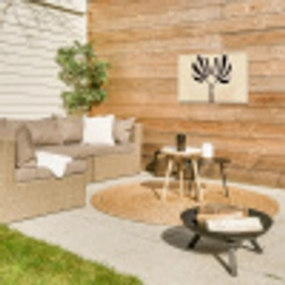 Bladeren - Gestreept - Stengel - Beige Tuinposter op houten frame 2 cm dik klein -sfeer2