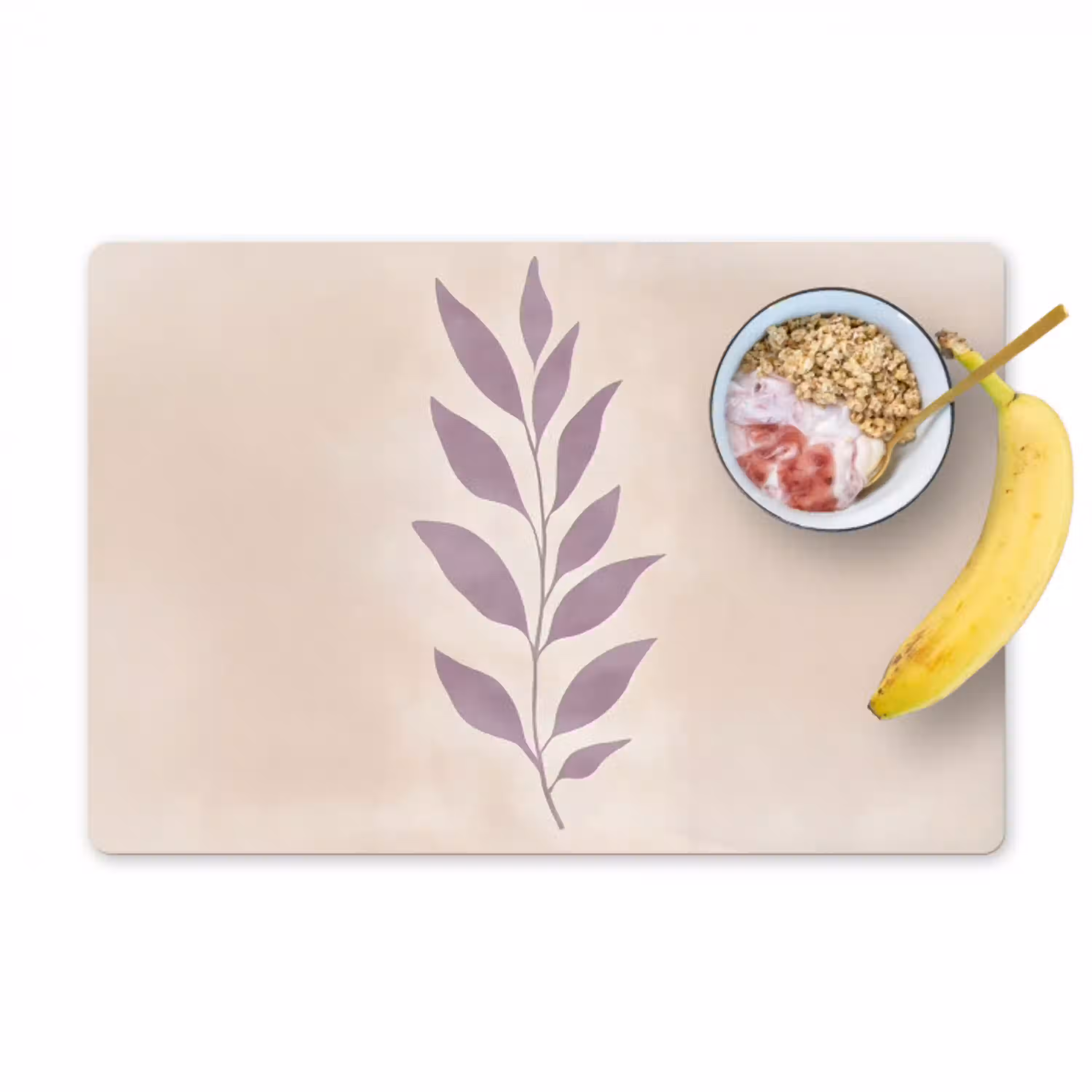 Tak - Bladeren - Minimalistisch - Beige Placemat vinyl groot -zzzproduct_Kitchenyeah-website
