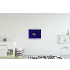 Blauw - Geel - Fijn textielposter latten blank klein -kinderkamer