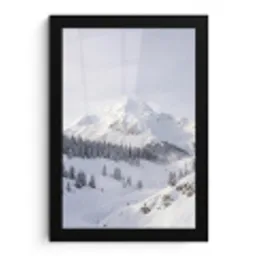 Berg - Sneeuw - Winter - Natuur - Wit fotolijst zwart zonder passe partout klein -3d