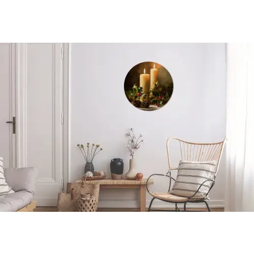 Kaarslicht - Kerst - Veelkleurig Wandcirkel aluminium klein -woonkamer