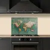 Wereldkaart - Gebroken tegels - Mozaïek keuken achterwand spatscherm klein -sfeer1