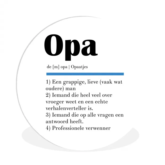 Quotes - Opa betekenis - Spreuken - Woordenboek Wandcirkel kunststof plaat 5mm dik klein -3d