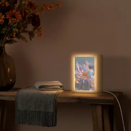 Bloem - Transparant - Pastelkleuren - Druppels Light Box met kabel (Tafellamp) klein -sfeer4