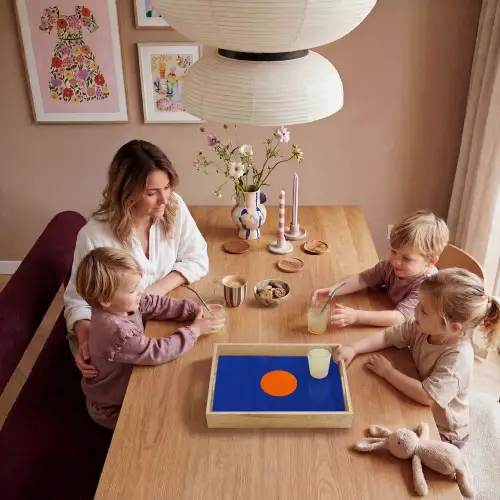 Vorm - Rond - Minimalistisch - Blauw Dienblad Rechthoek middel -sfeer4