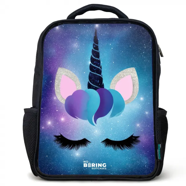 Eenhoorn op een sterrenhemel achtergrond Rugzak - Zwart middel -3d