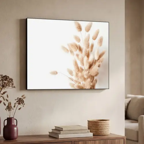 Pampasgras - Pluim - Wit - Beige Textielframe zwart klein -sfeer3