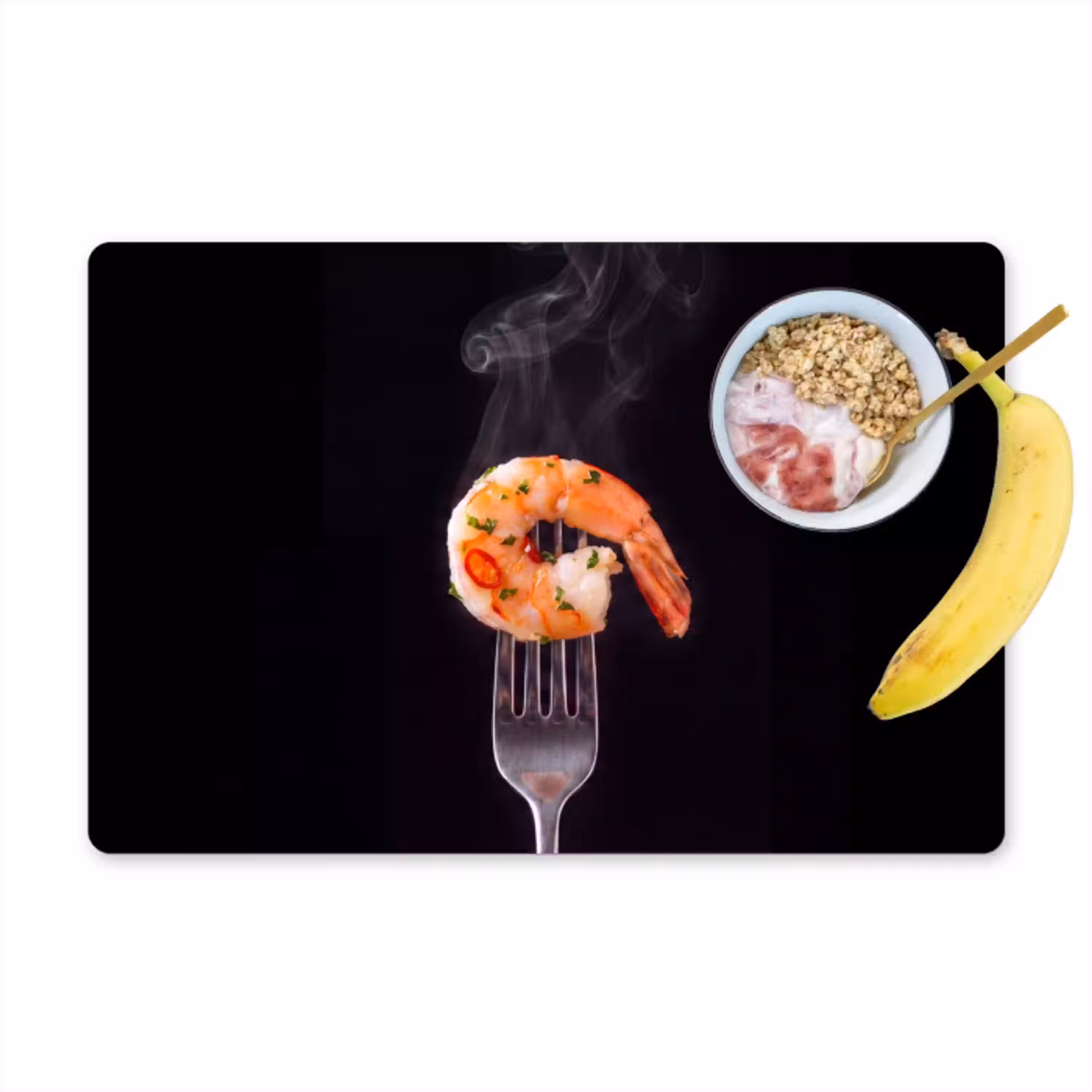 Eten - Garnaal - Vork Placemat vinyl groot -zzzproduct_Kitchenyeah-website